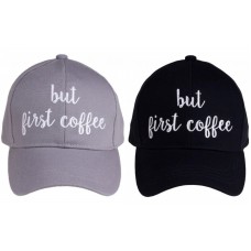 "BUT FIRST COFFEE"  CC Embroidered Adjustable Ball Cap Hat  OS Fits Most  eb-55834715